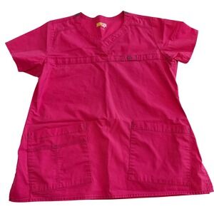 Wink WonderFlex Verity Scrub Top Pink V-Neck Medical Uniform 6208 Womens L